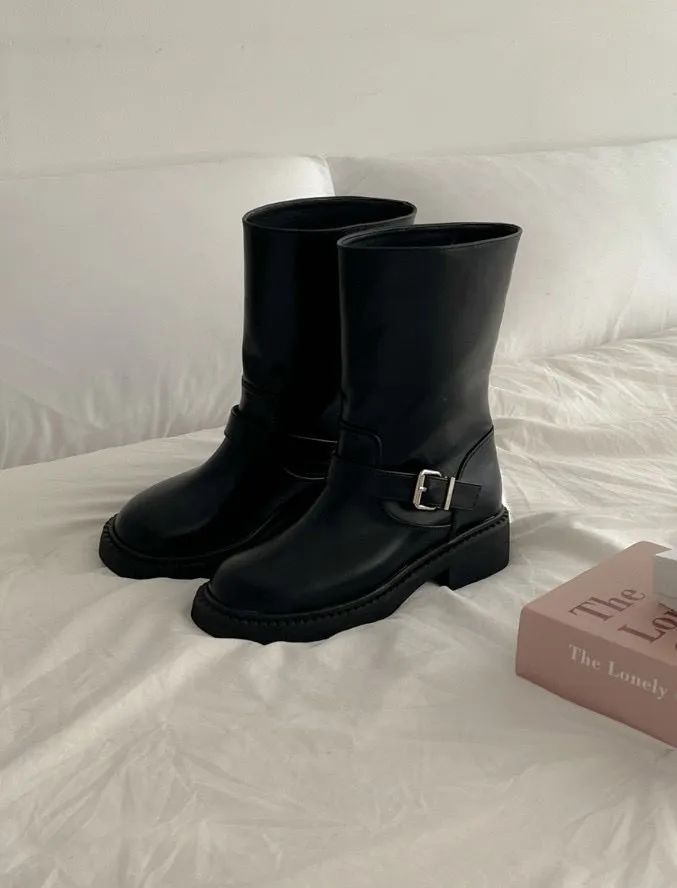 [ Pre-order ] Belt Biker Middle Boots