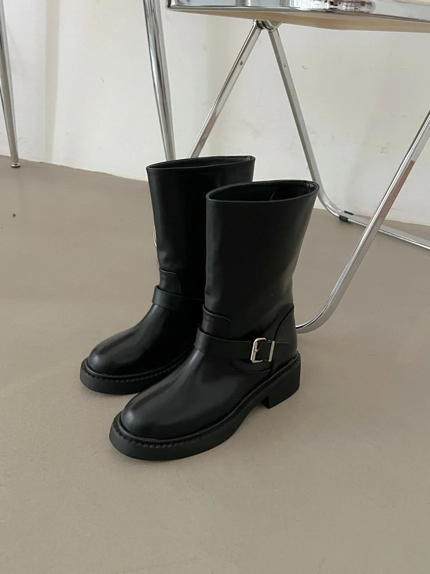 [ Pre-order ] Belt Biker Middle Boots