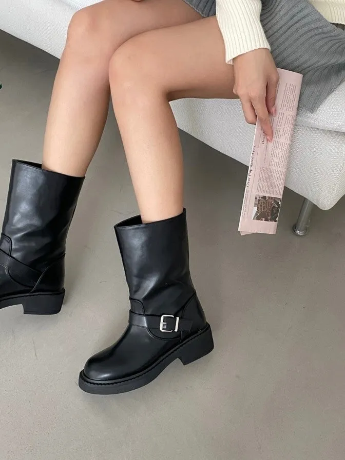 [ Pre-order ] Belt Biker Middle Boots