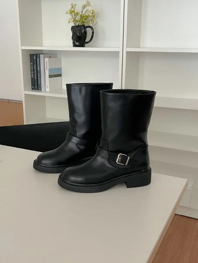 [ Pre-order ] Belt Biker Middle Boots