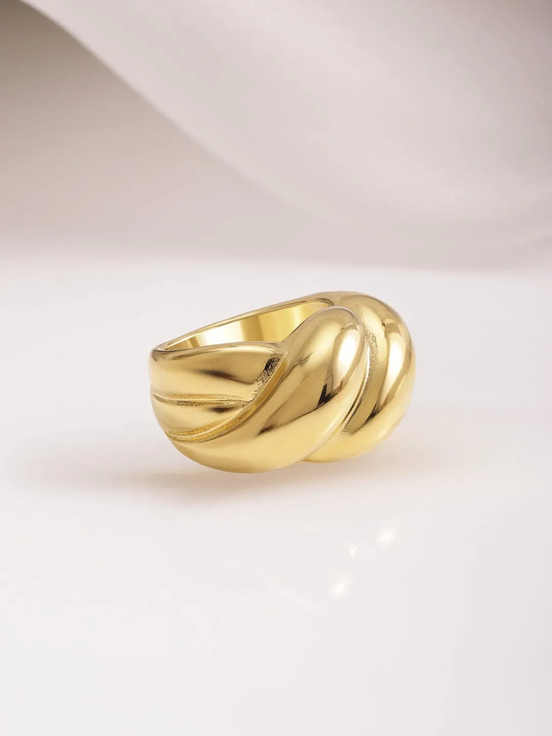 18KT Gold Plated Stainles Steel  Tarnish Free Waterproof Demi-Fine Finger Ring