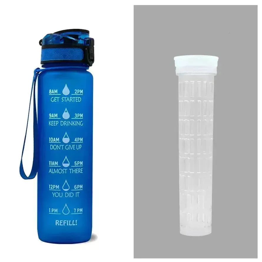 1L Tritan Water Bottle With Time Marker Bounce Cover Motivational Water Bottle Cycling Leakproof Cup For Sports Fitness Bottles