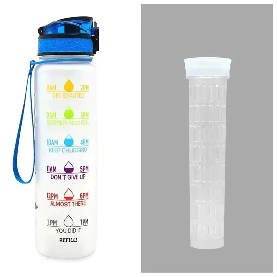 1L Tritan Water Bottle With Time Marker Bounce Cover Motivational Water Bottle Cycling Leakproof Cup For Sports Fitness Bottles