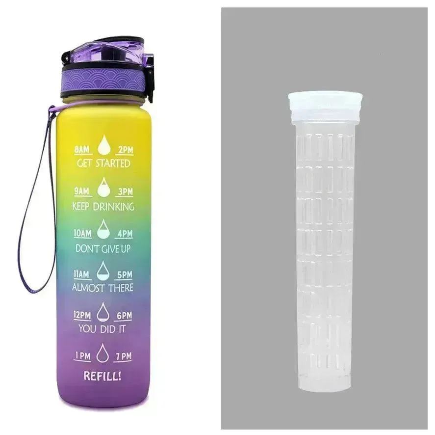 1L Tritan Water Bottle With Time Marker Bounce Cover Motivational Water Bottle Cycling Leakproof Cup For Sports Fitness Bottles