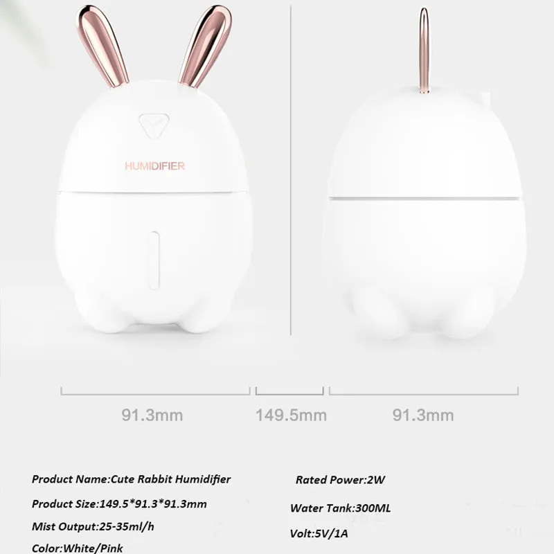 300ML Air Humidifier Cute Rabbit Ultra Silent USB