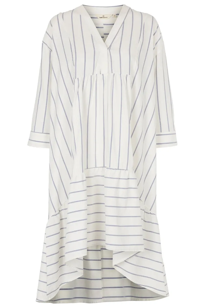 Abby Dress New Stripe | Off / Navy | Kjole fra Basic Apparel