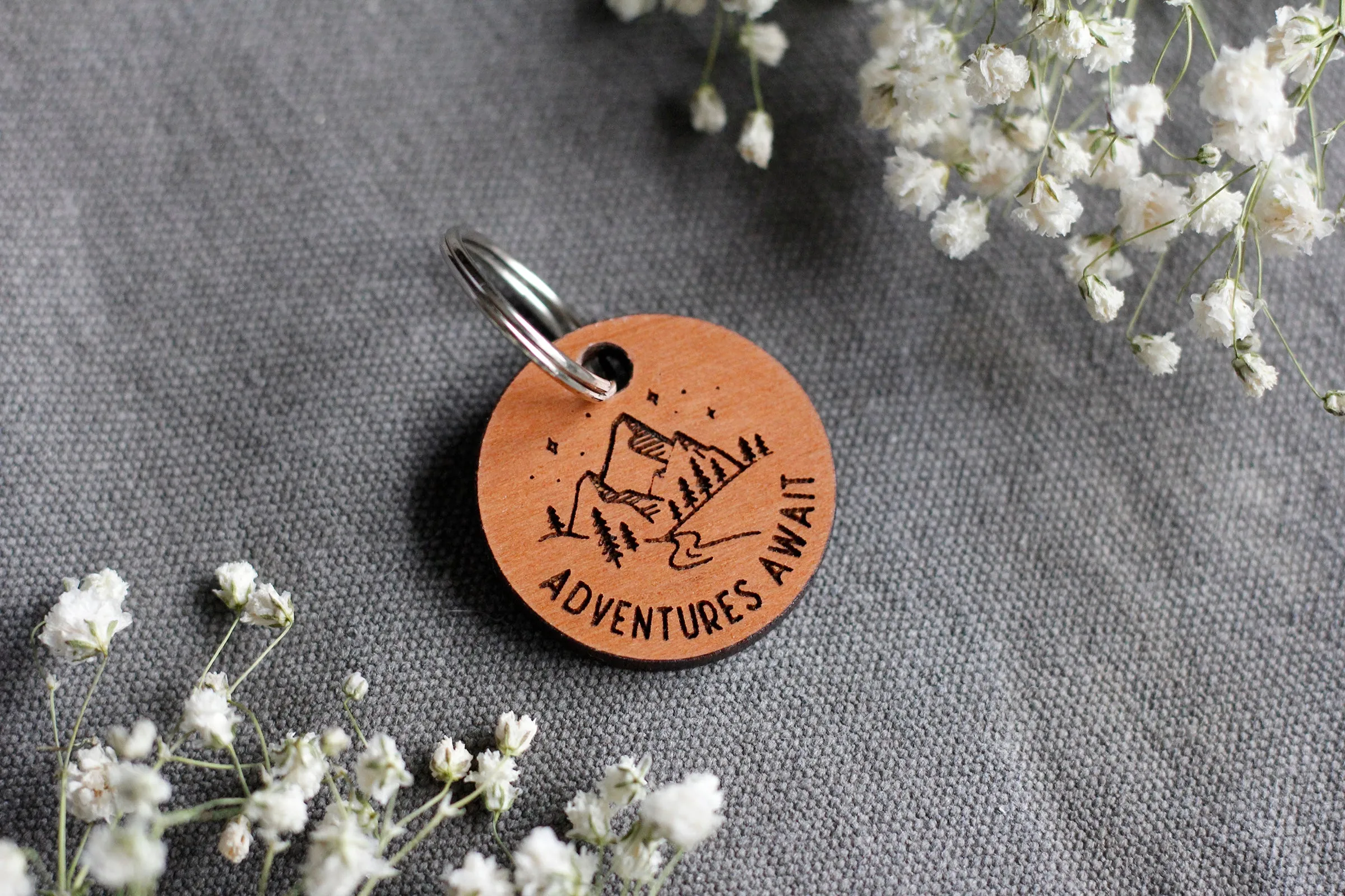 Adventures Await Wooden Pet Tag