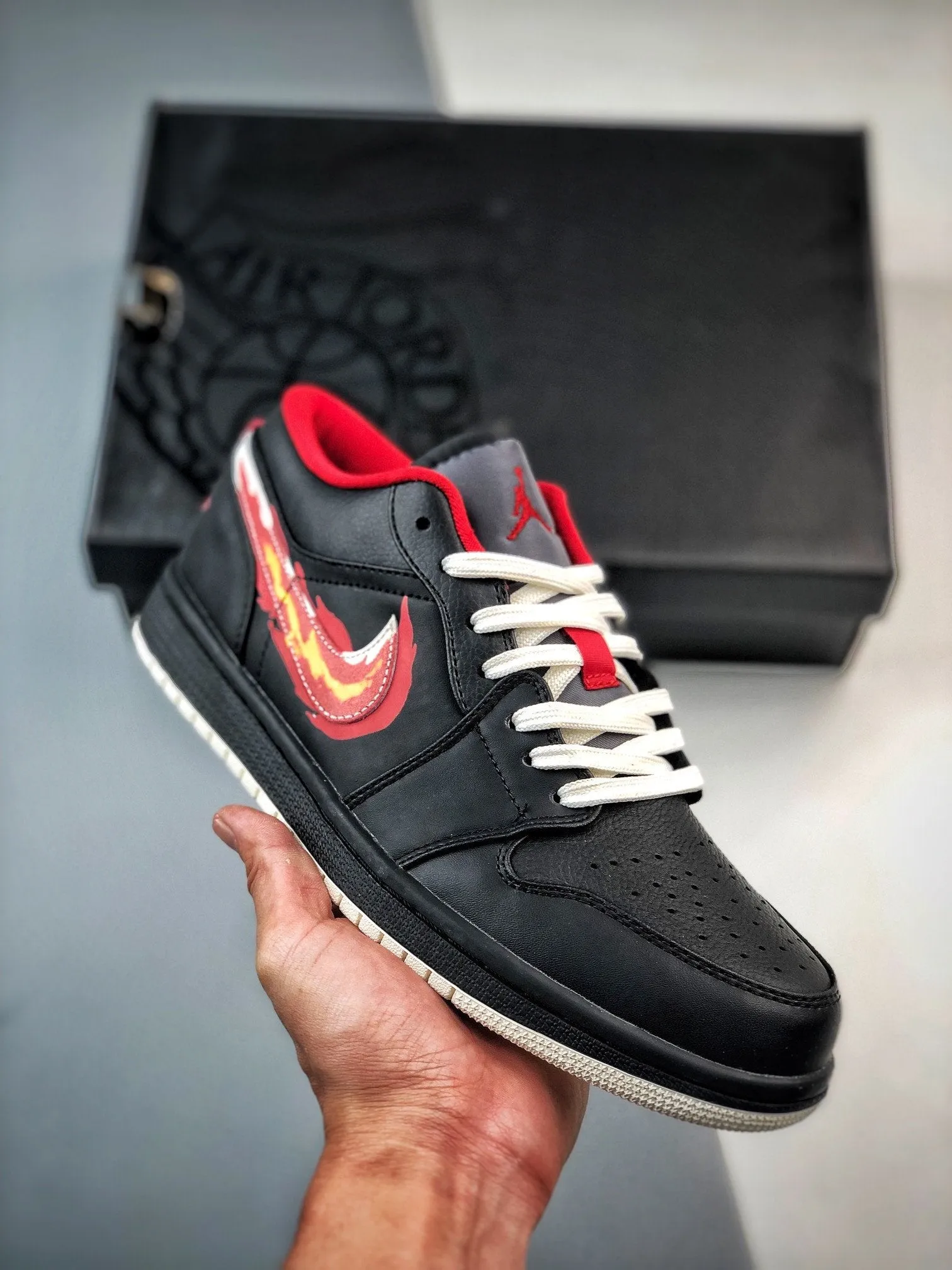 Air Jordan 1 Low ” Born To Fly” Black/White-Fitness Red FJ7073-010