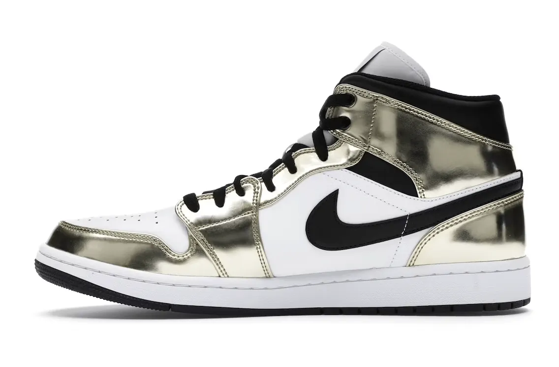 Air Jordan 1 Mid Metallic Gold Black White