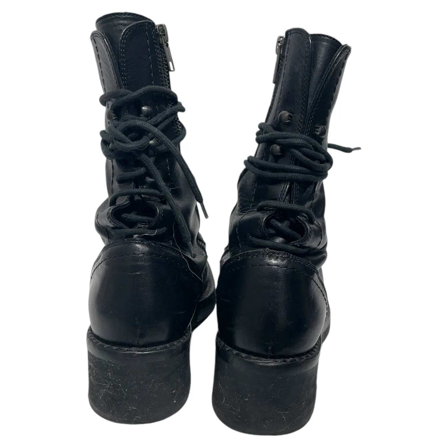 Ann Demeulemeester/Biker Boots/US 6.5/Leather/BLK/back lace up biker boot