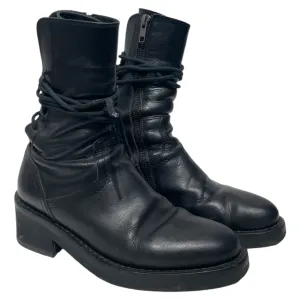 Ann Demeulemeester/Biker Boots/US 6.5/Leather/BLK/back lace up biker boot