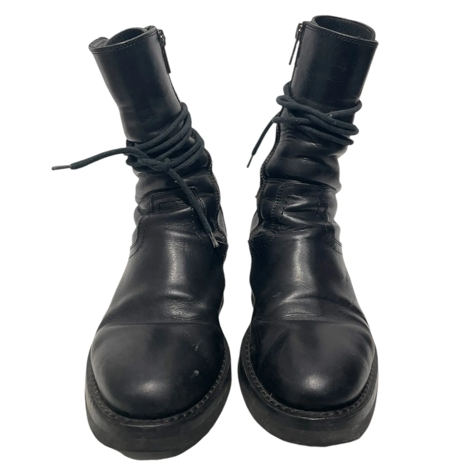 Ann Demeulemeester/Biker Boots/US 6.5/Leather/BLK/back lace up biker boot