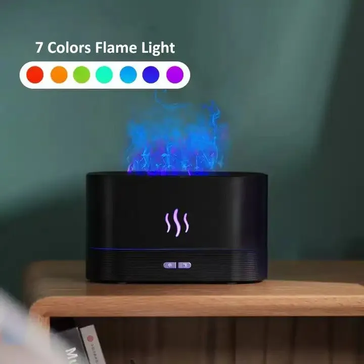 Aroma Humidifier 7 Colours Artificial Flames Silent Essential Oil Diffuser for Relaxing Home & Office | DQ701