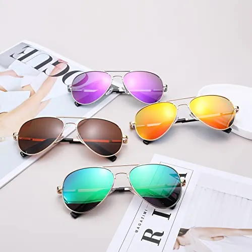 AZorb Polarized Aviator Sunglasses for Men Women Metal Frame Retro Shades UV400 Lens Protection Driving Sun Glasses - 3 Pair