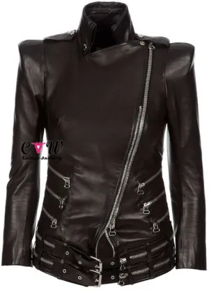 Balmain Women Black Double Zip Biker Moto Jacket