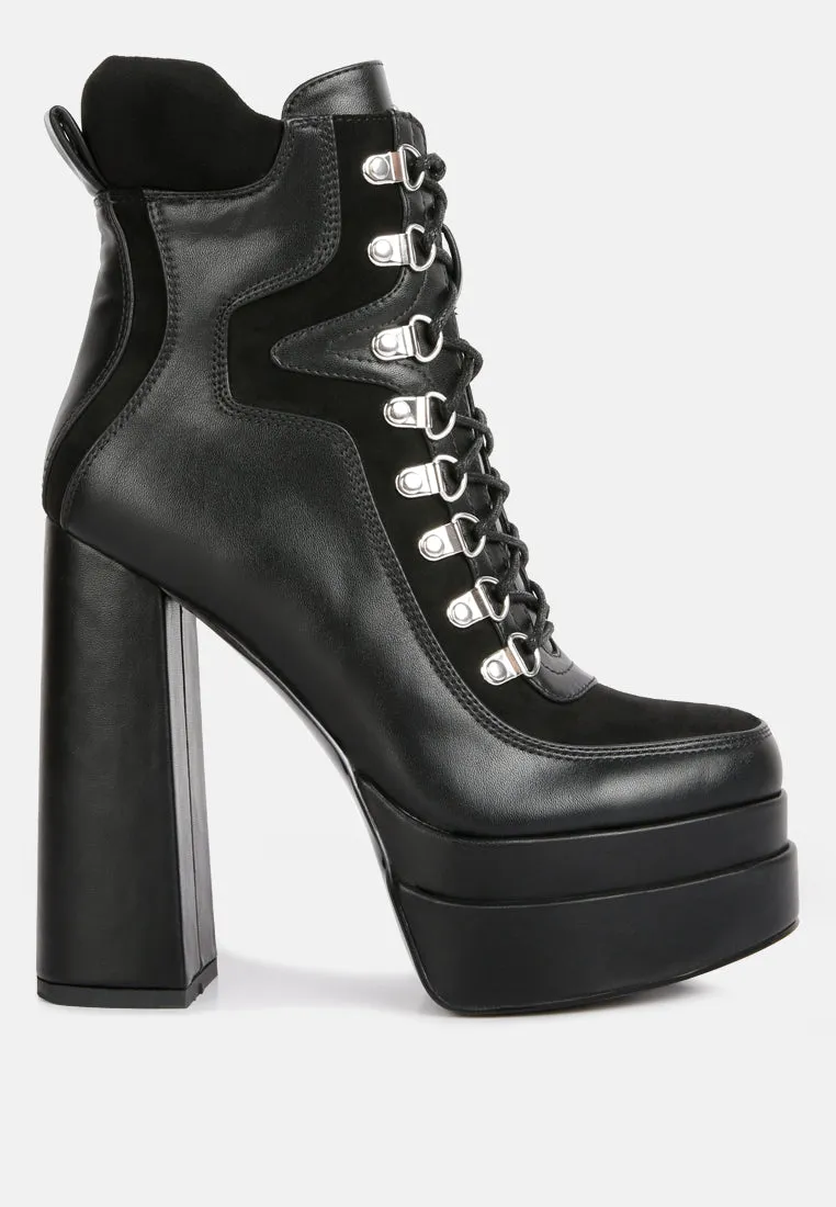 Beamer Faux Leather High Heeled Ankle Boots