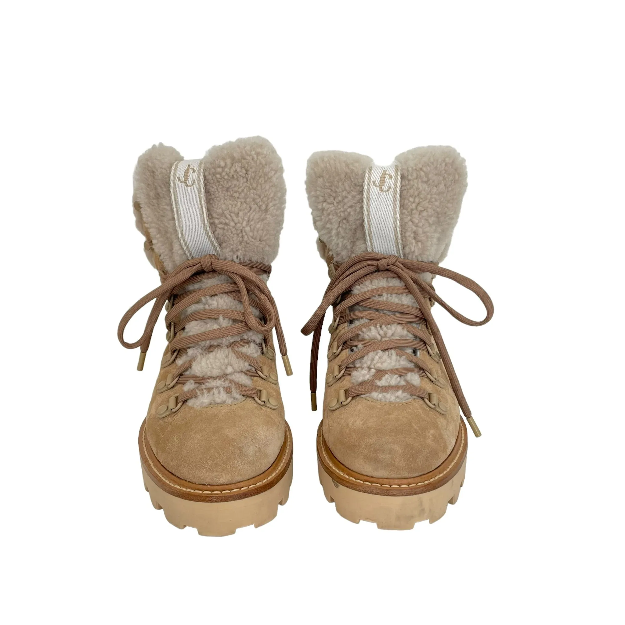 Beige Suede & Shearling Boots - 7.5