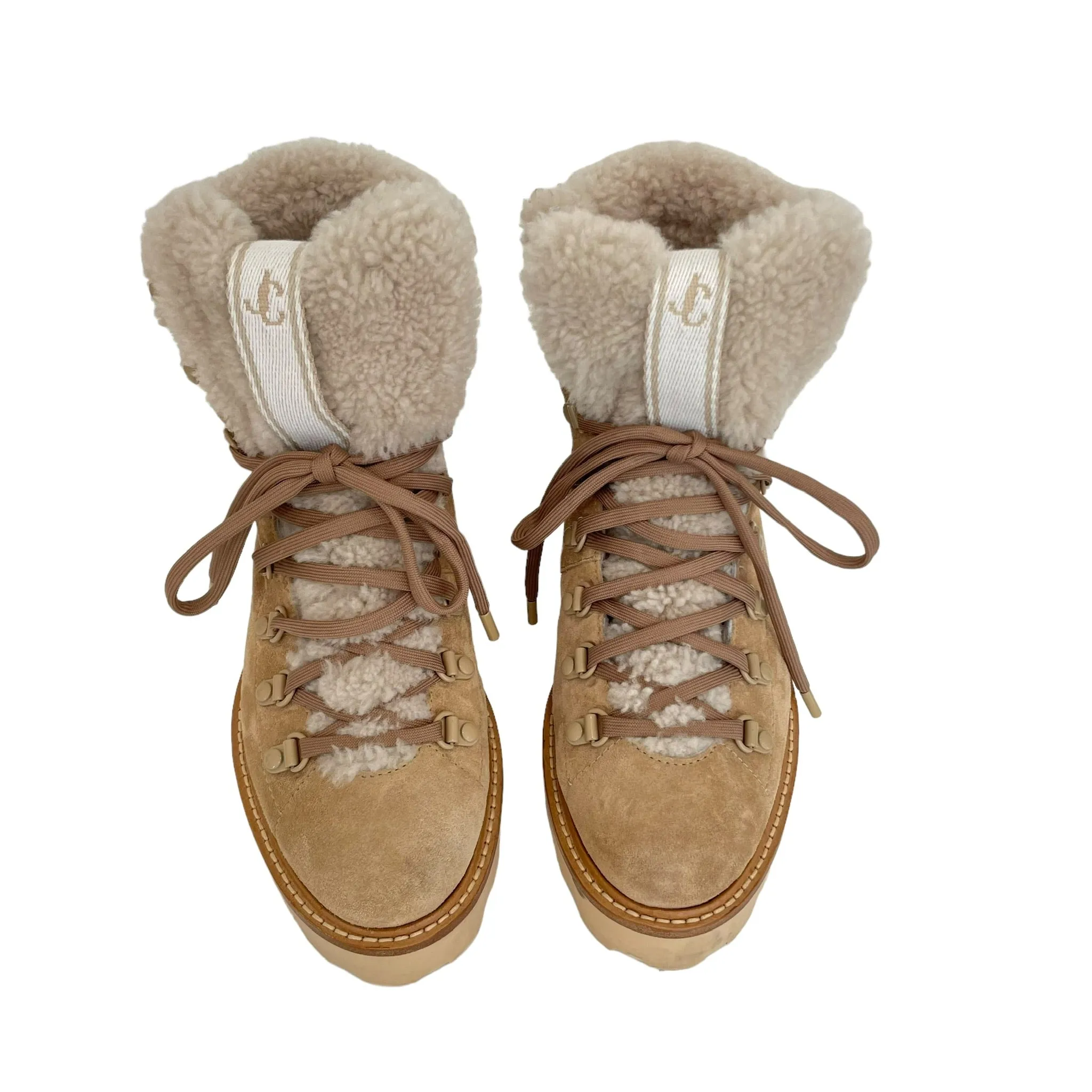 Beige Suede & Shearling Boots - 7.5