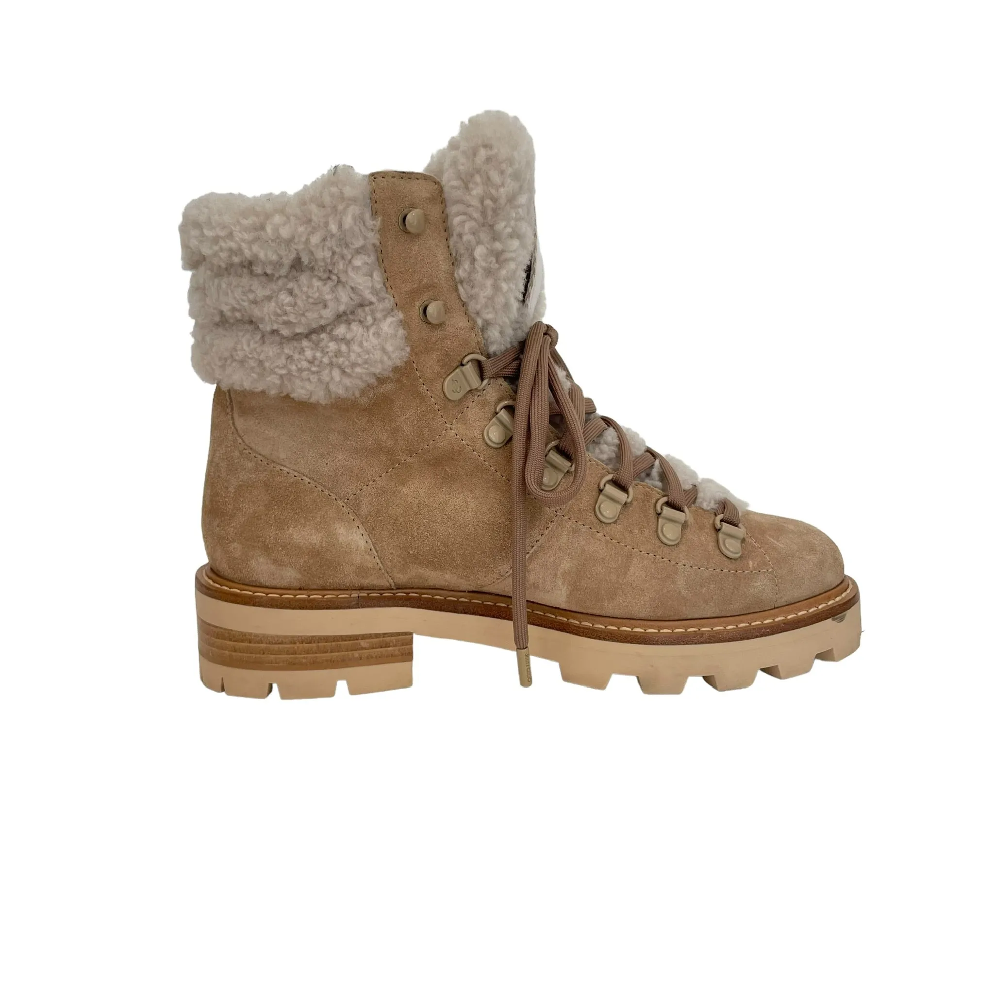 Beige Suede & Shearling Boots - 7.5