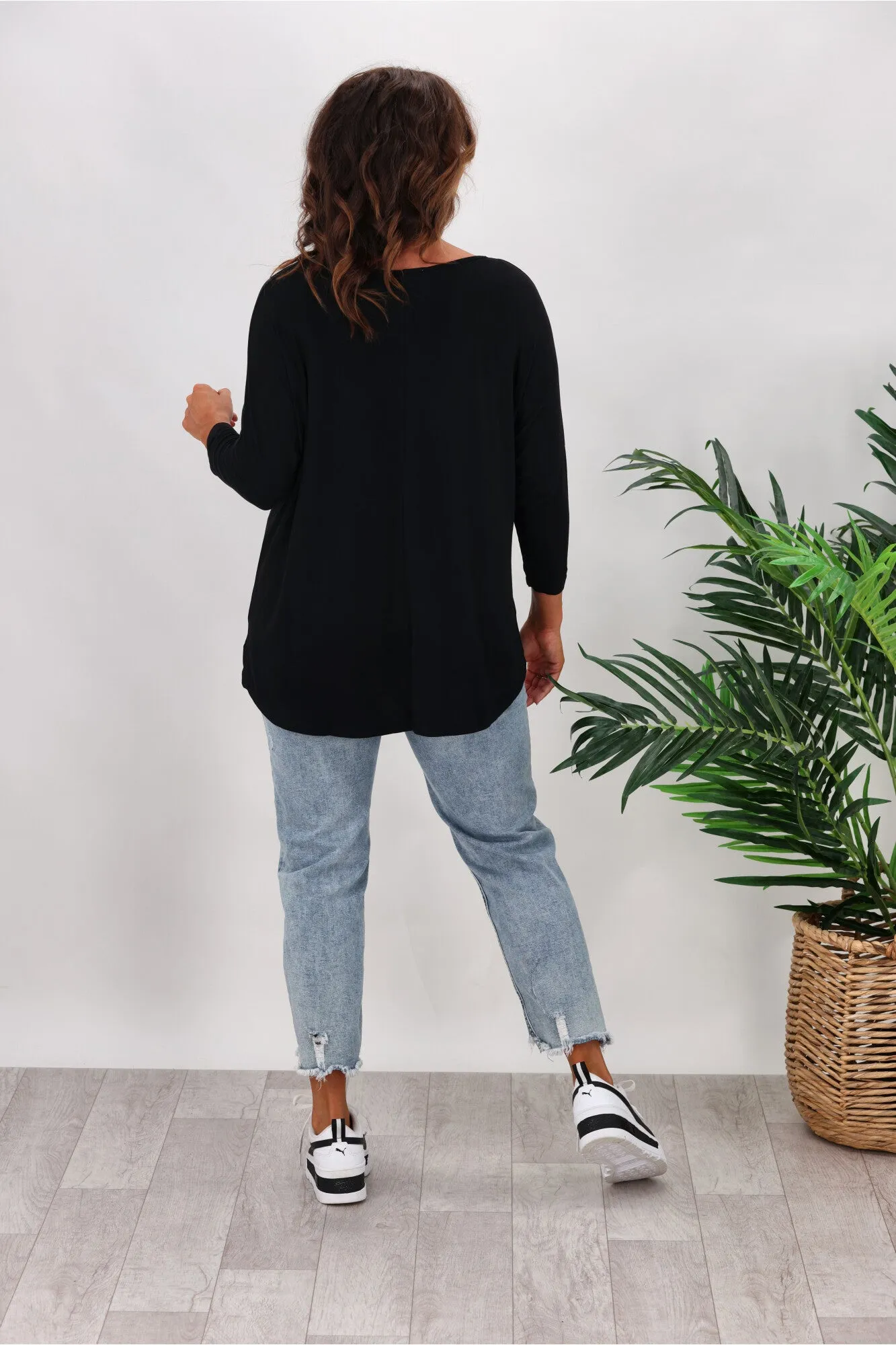 Betty Basics Milan 3/4 Sleeve Tee Black