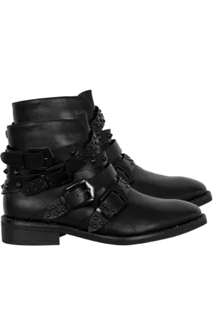 Biker Boots Buckle Black