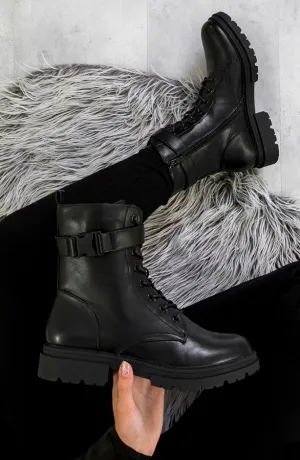 Biker Boots Met Klip Zwart