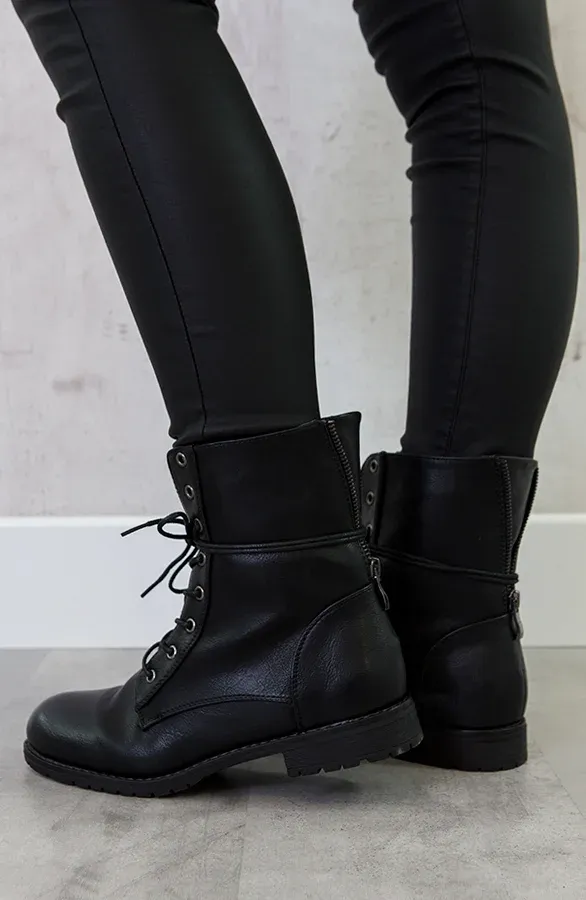 Biker Buckle Zip Boots