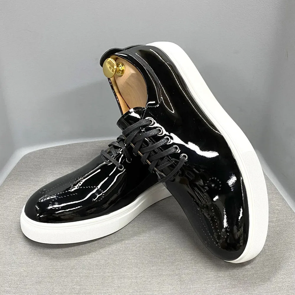 Black Shiny Patent Leather Sneakers