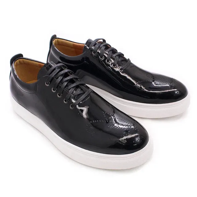 Black Shiny Patent Leather Sneakers