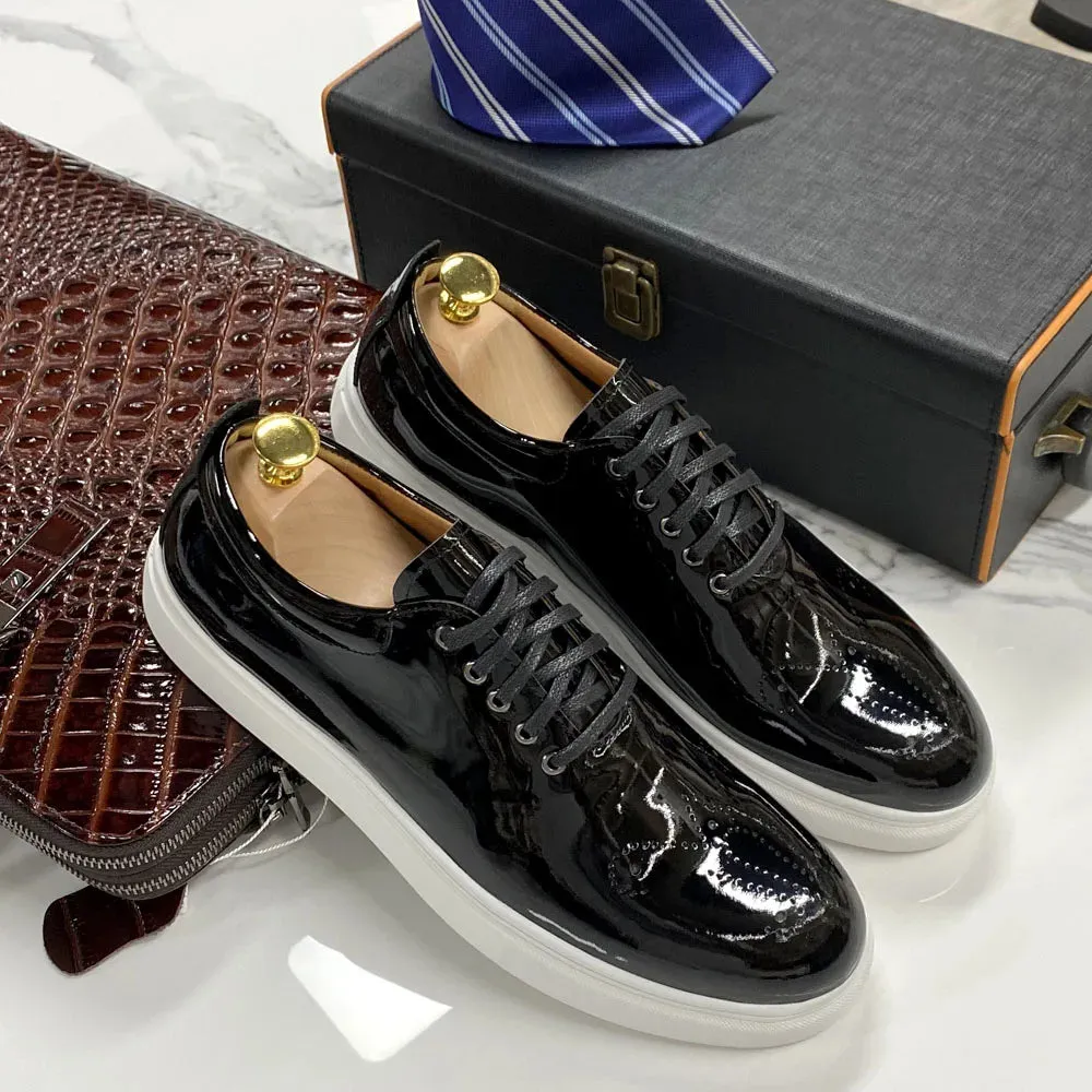 Black Shiny Patent Leather Sneakers