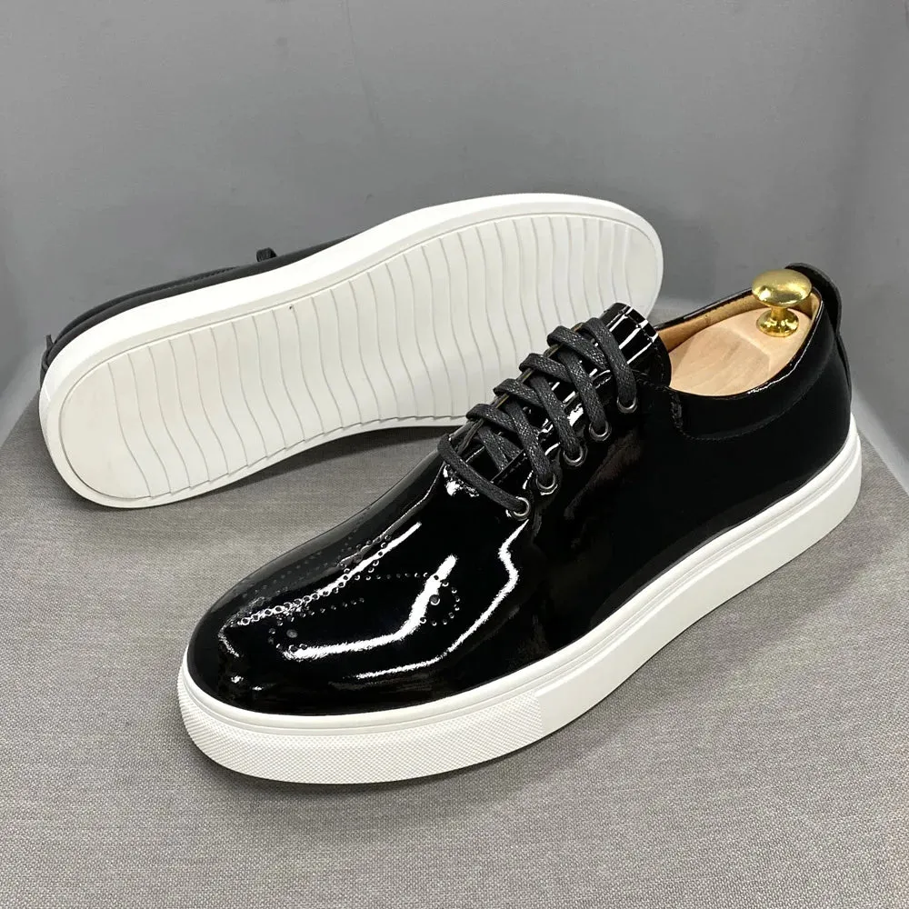 Black Shiny Patent Leather Sneakers