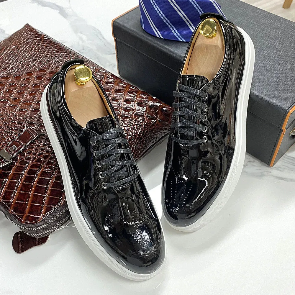 Black Shiny Patent Leather Sneakers