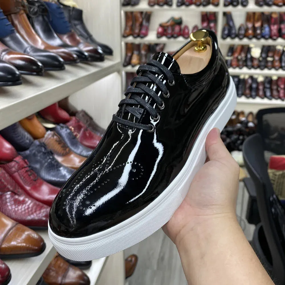 Black Shiny Patent Leather Sneakers