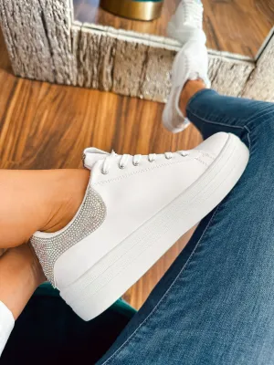 Brooklyn Basic Shiny Heel Tab White Sneakers