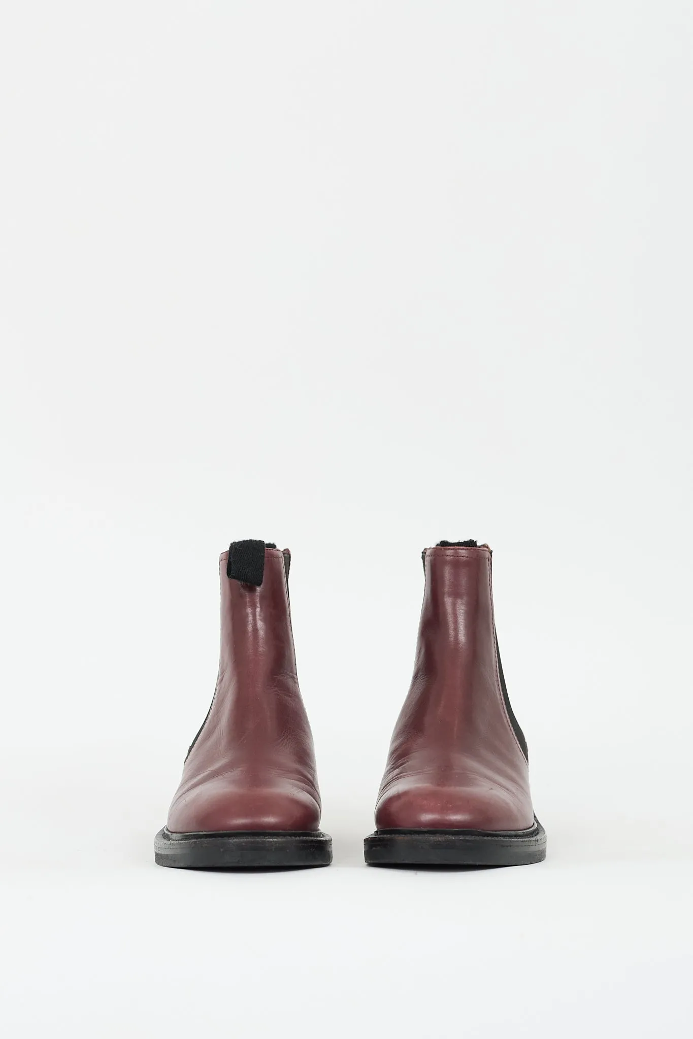 Burgundy Leather Shearling Lined Chelsea Boot