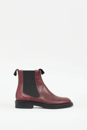 Burgundy Leather Shearling Lined Chelsea Boot