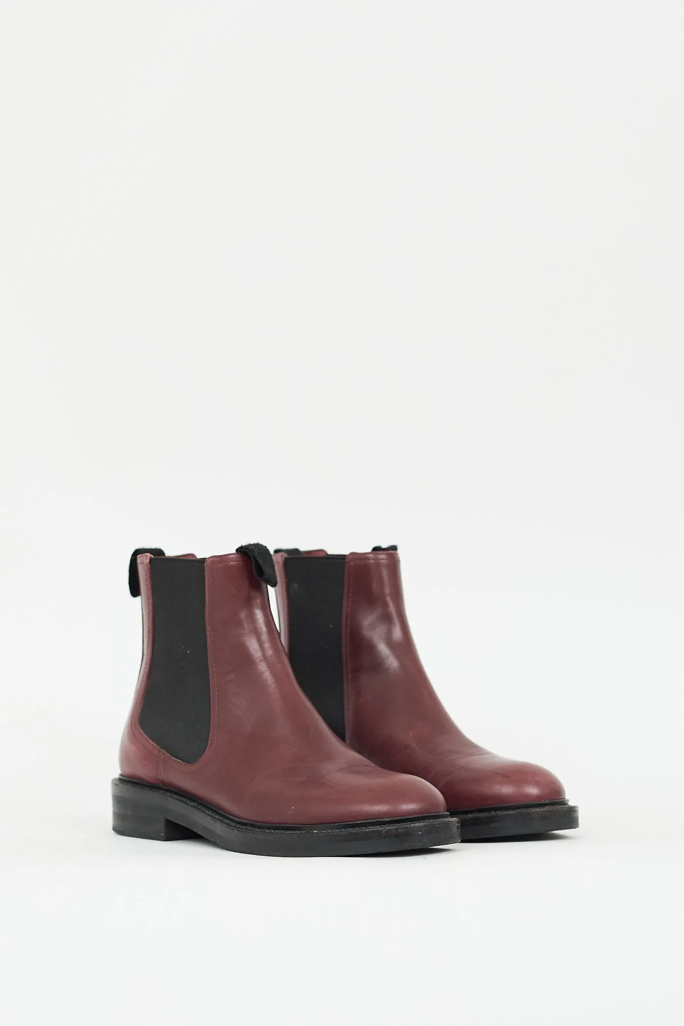 Burgundy Leather Shearling Lined Chelsea Boot