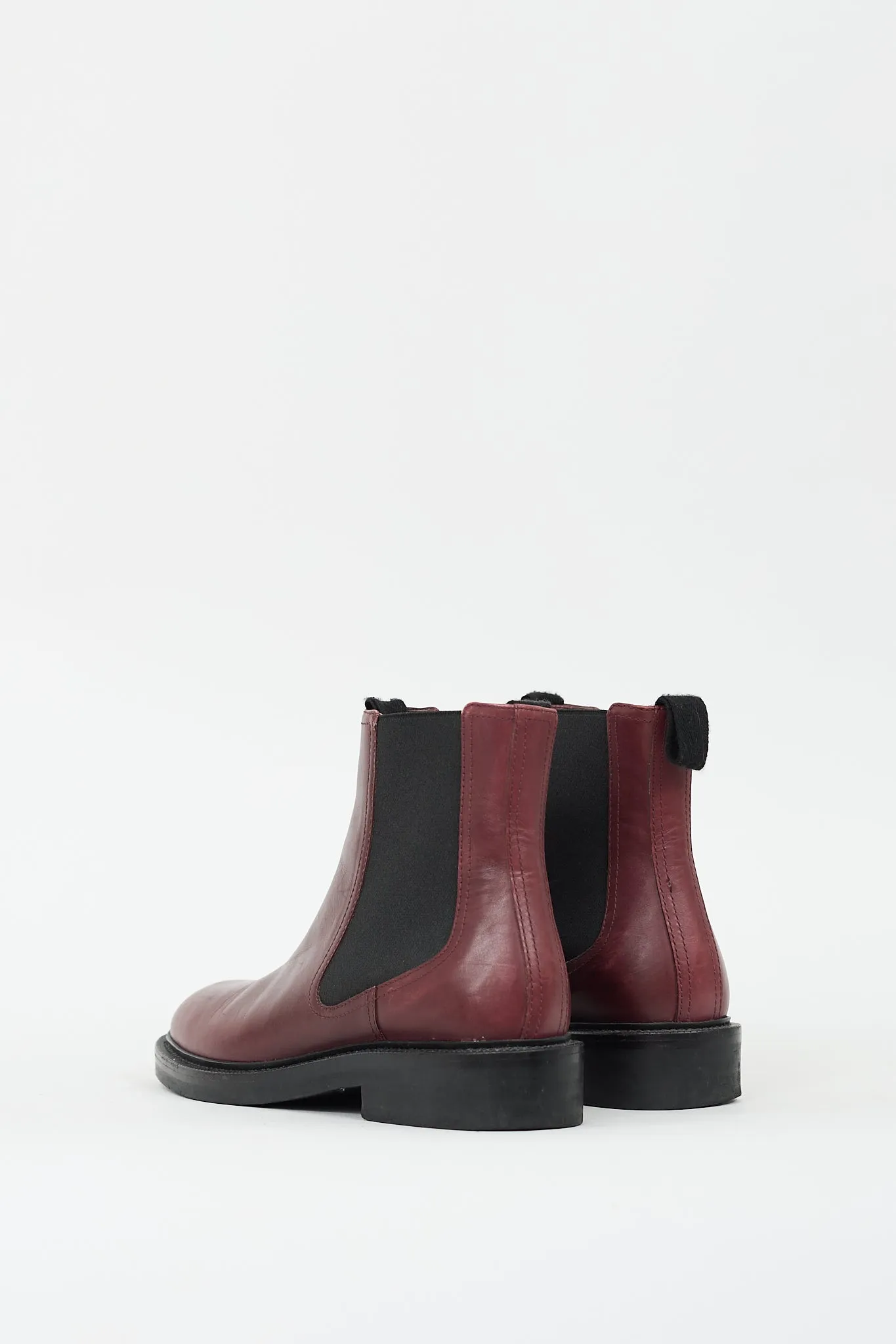 Burgundy Leather Shearling Lined Chelsea Boot