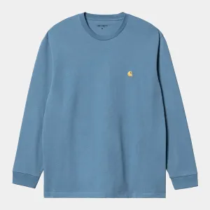 Carhartt WIP LS Chase T-Shirt - Icy water / Gold