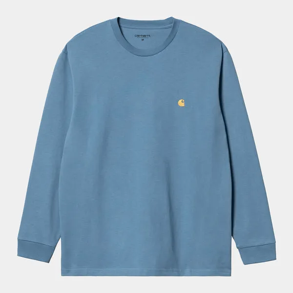 Carhartt WIP LS Chase T-Shirt - Icy water / Gold