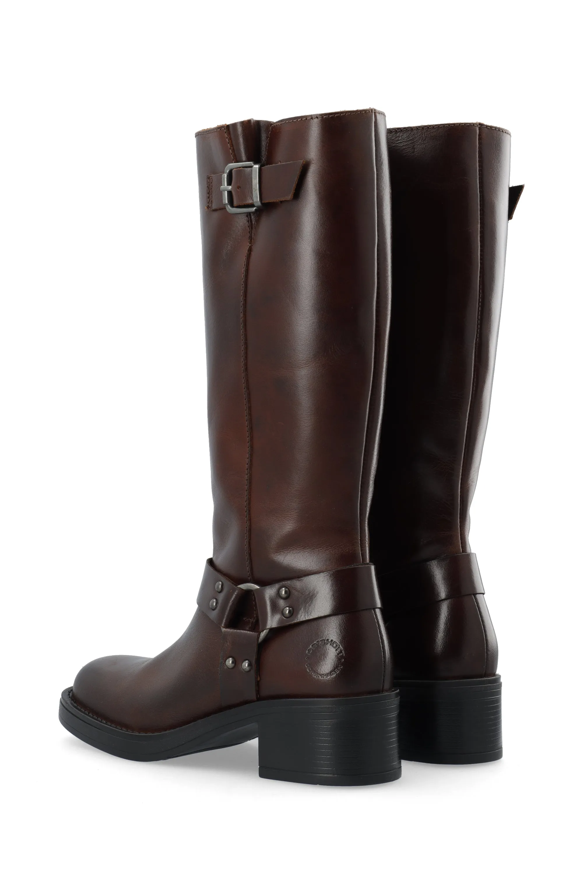 CASRIKKE Tall Biker Boot Pull Up Leather