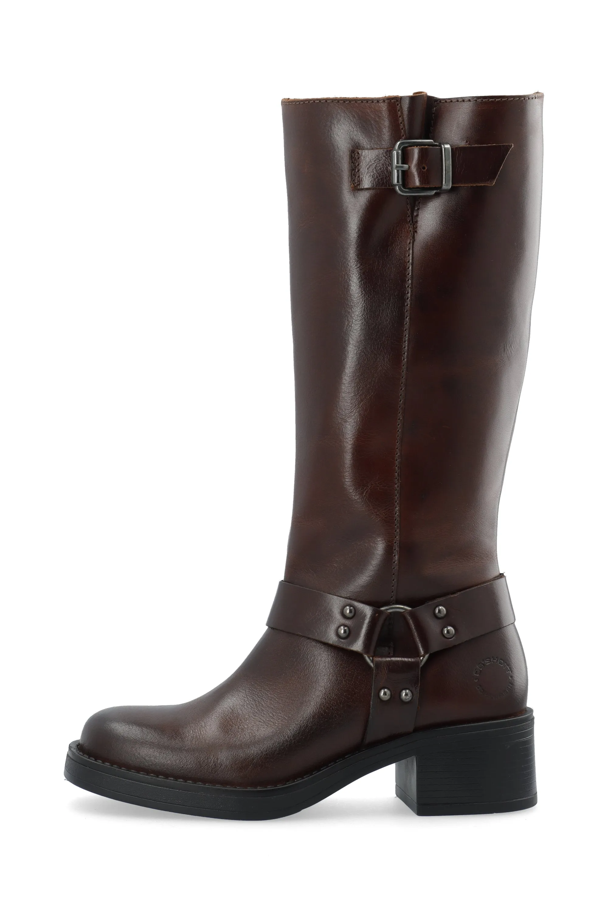 CASRIKKE Tall Biker Boot Pull Up Leather