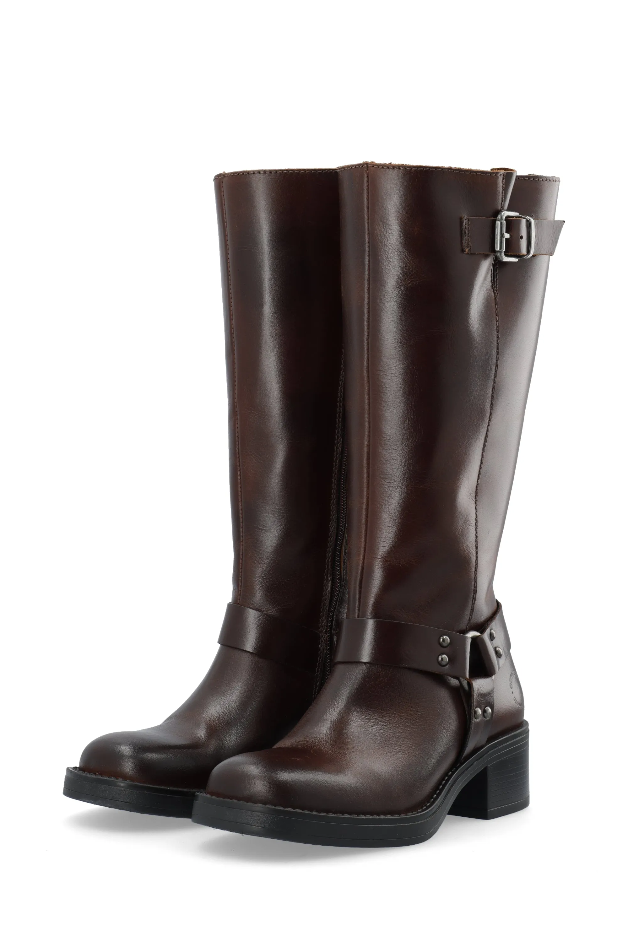 CASRIKKE Tall Biker Boot Pull Up Leather