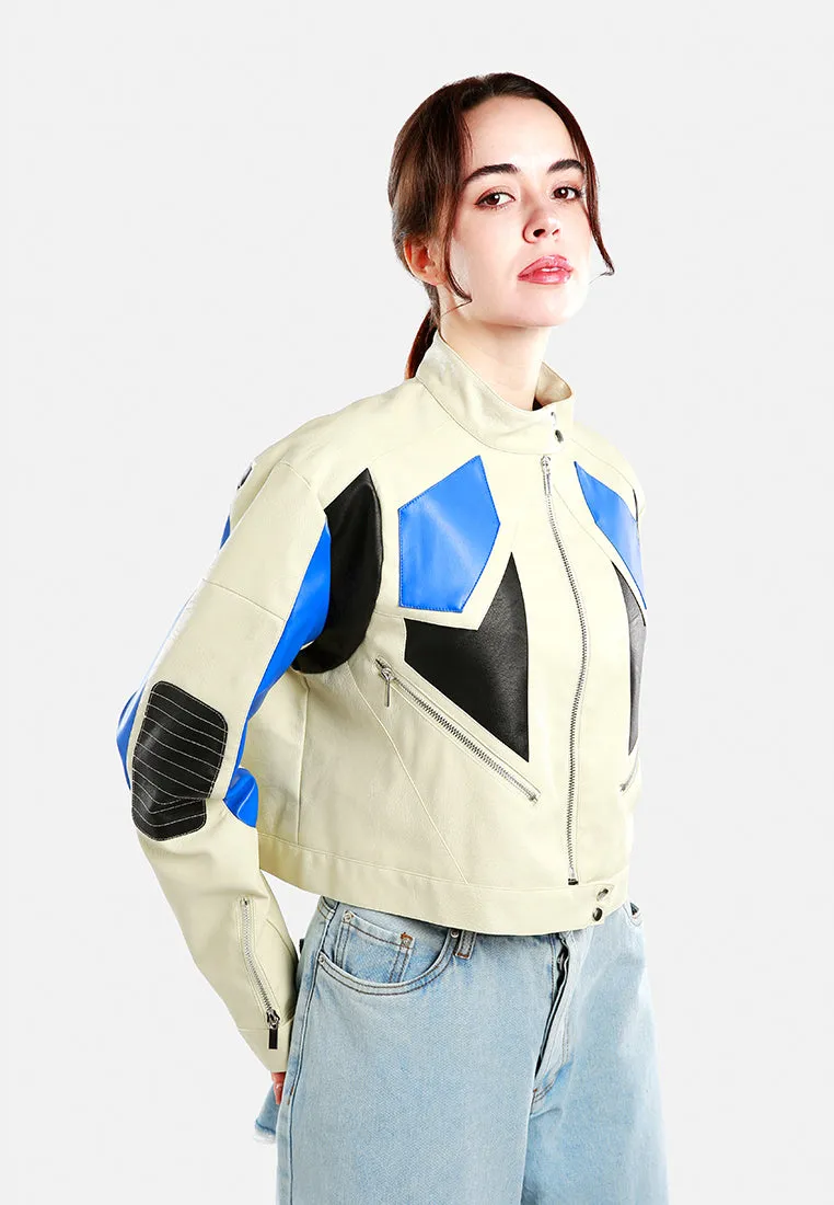 Color Block Biker Jacket