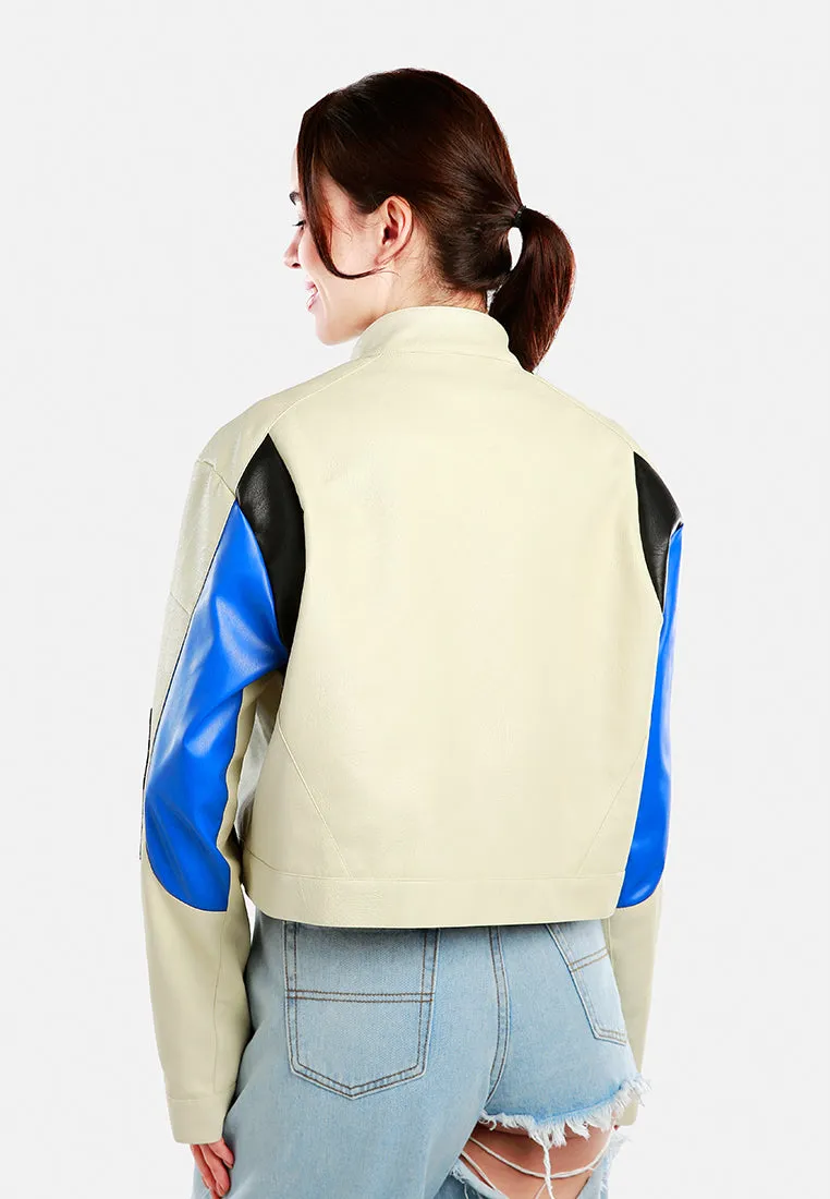 Color Block Biker Jacket