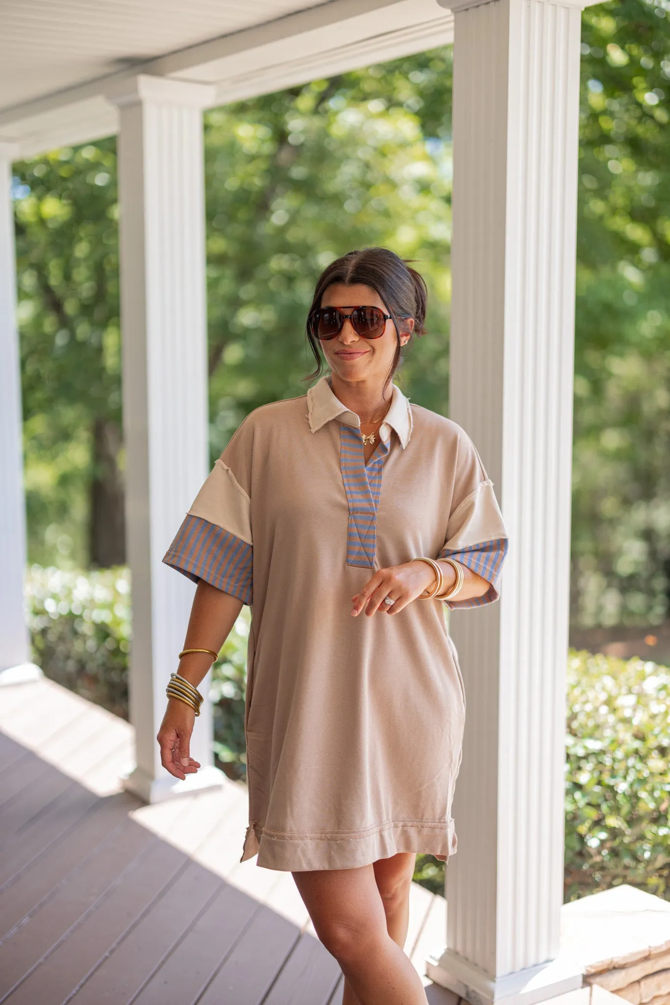 Colorblock Perfection Mocha Blue Dress