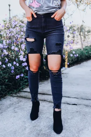 Comfort Mom Skinny Jeans - Black