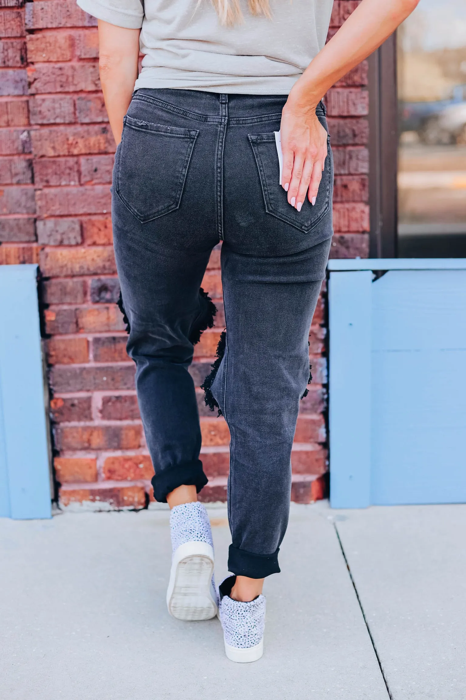 Comfort Mom Skinny Jeans - Black