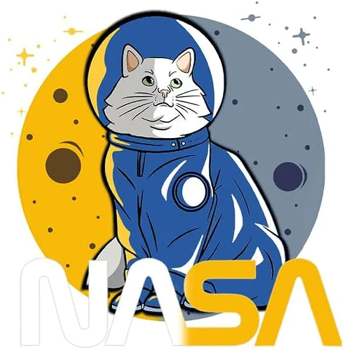 CORIRESHA Teen's Astronaut NASA Crew Neck Short Sleeve Casual Basic Cat T-Shirt