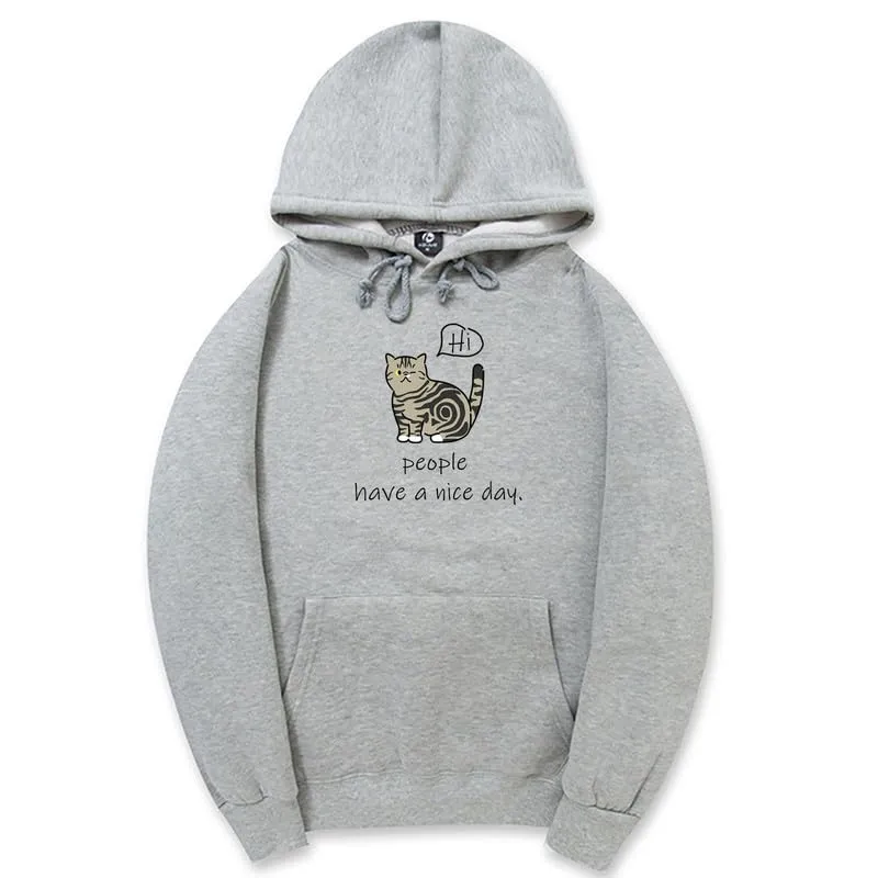 CORIRESHA Teen's Cute Cat Hoodie Casual Long Sleeve Drawstring Cotton Letters Sweatshirt